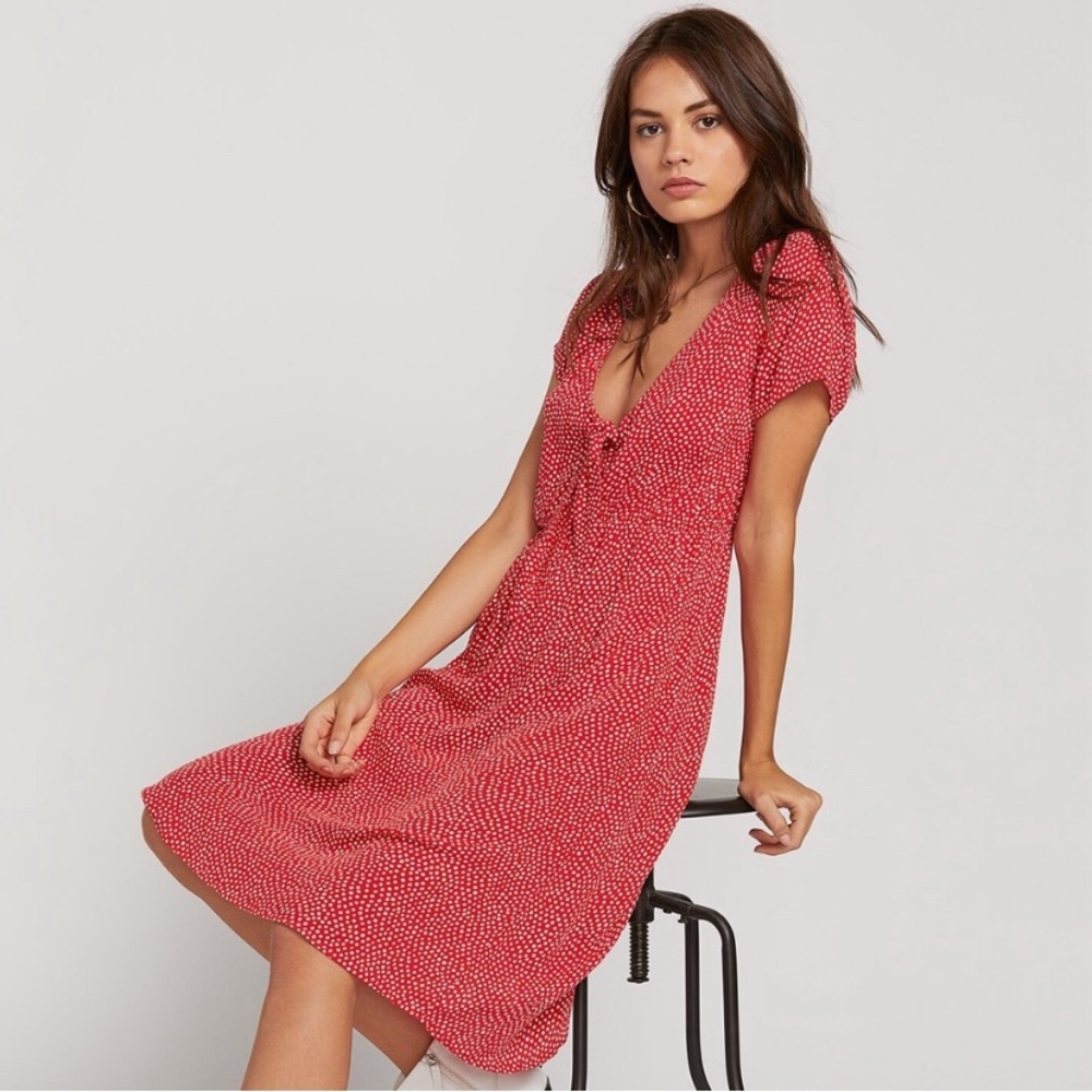 Volcom Boo Tie Front Short Sleeved Dress